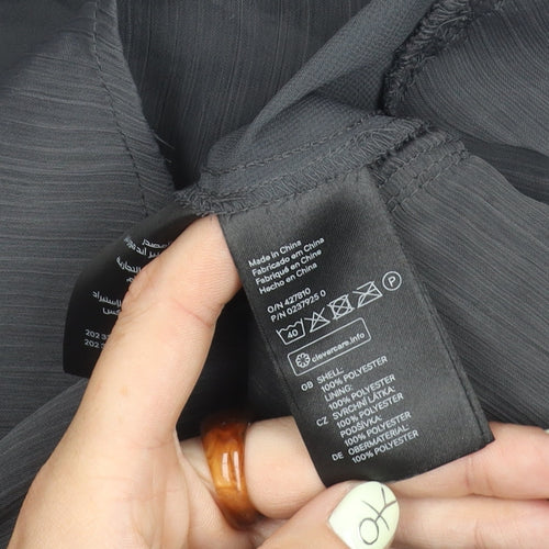 H&M Women's Black Slip Dress, Size 8, Elegant Lace Finish