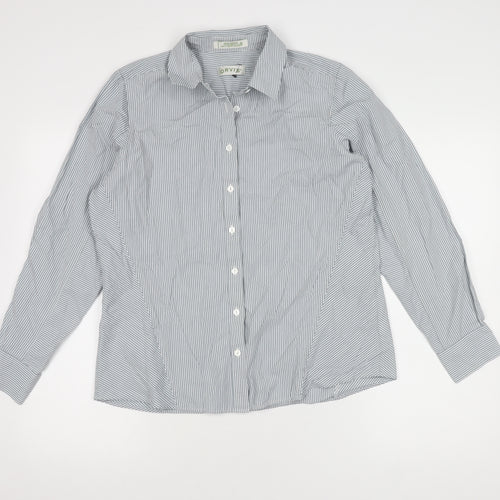 Orvis Women's Grey Striped Button-Up Shirt Size 12