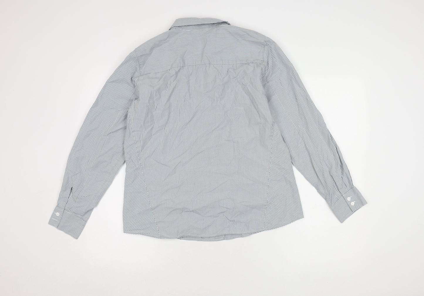 Orvis Women's Grey Striped Button-Up Shirt Size 12