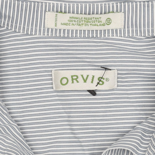 Orvis Women's Grey Striped Button-Up Shirt Size 12
