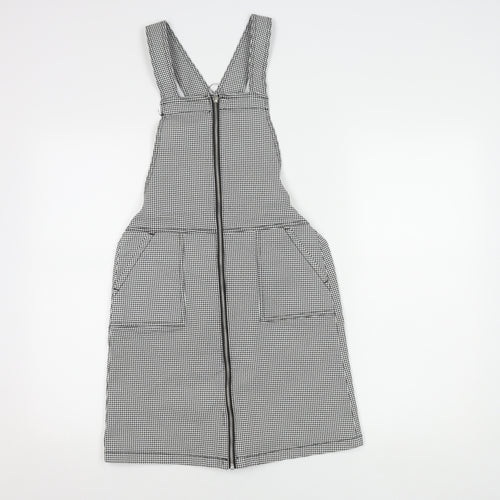 H&M Girls Black Gingham Pinafore Dress, Size 13