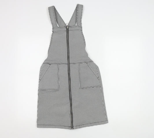 H&M Girls Black Gingham Pinafore Dress, Size 13