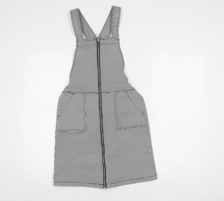 H&M Girls Black Gingham Pinafore Dress, Size 13
