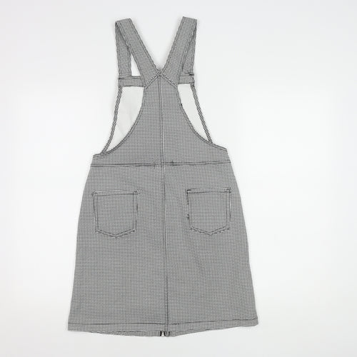 H&M Girls Black Gingham Pinafore Dress, Size 13