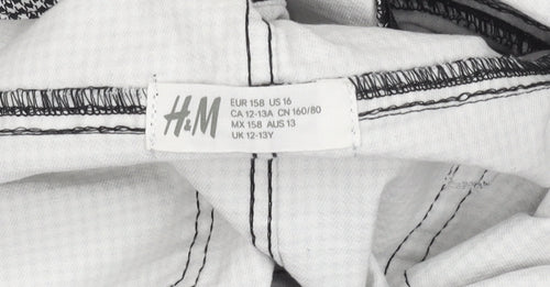 H&M Girls Black Gingham Pinafore Dress, Size 13
