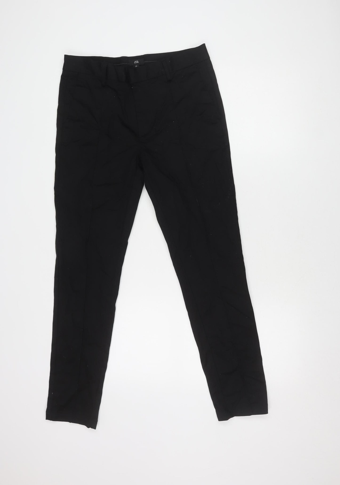 River Island Unisex Black Straight Trousers Size 30