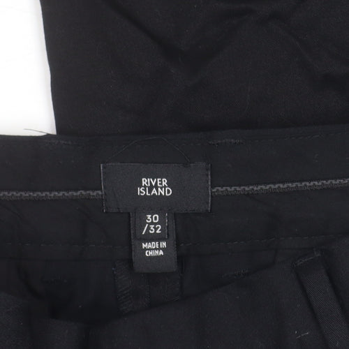 River Island Unisex Black Straight Trousers Size 30