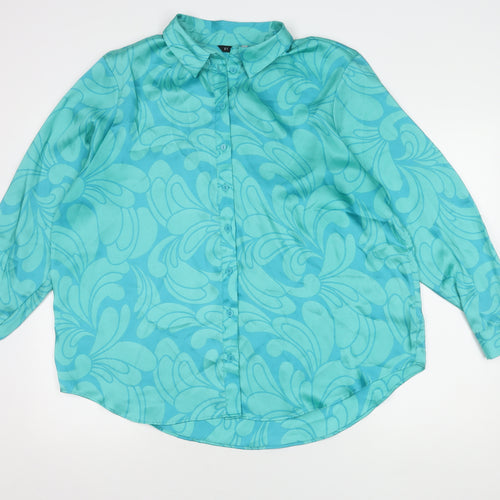 Et Vous Women's Blue Blouse Size 16 Collared Long Sleeve