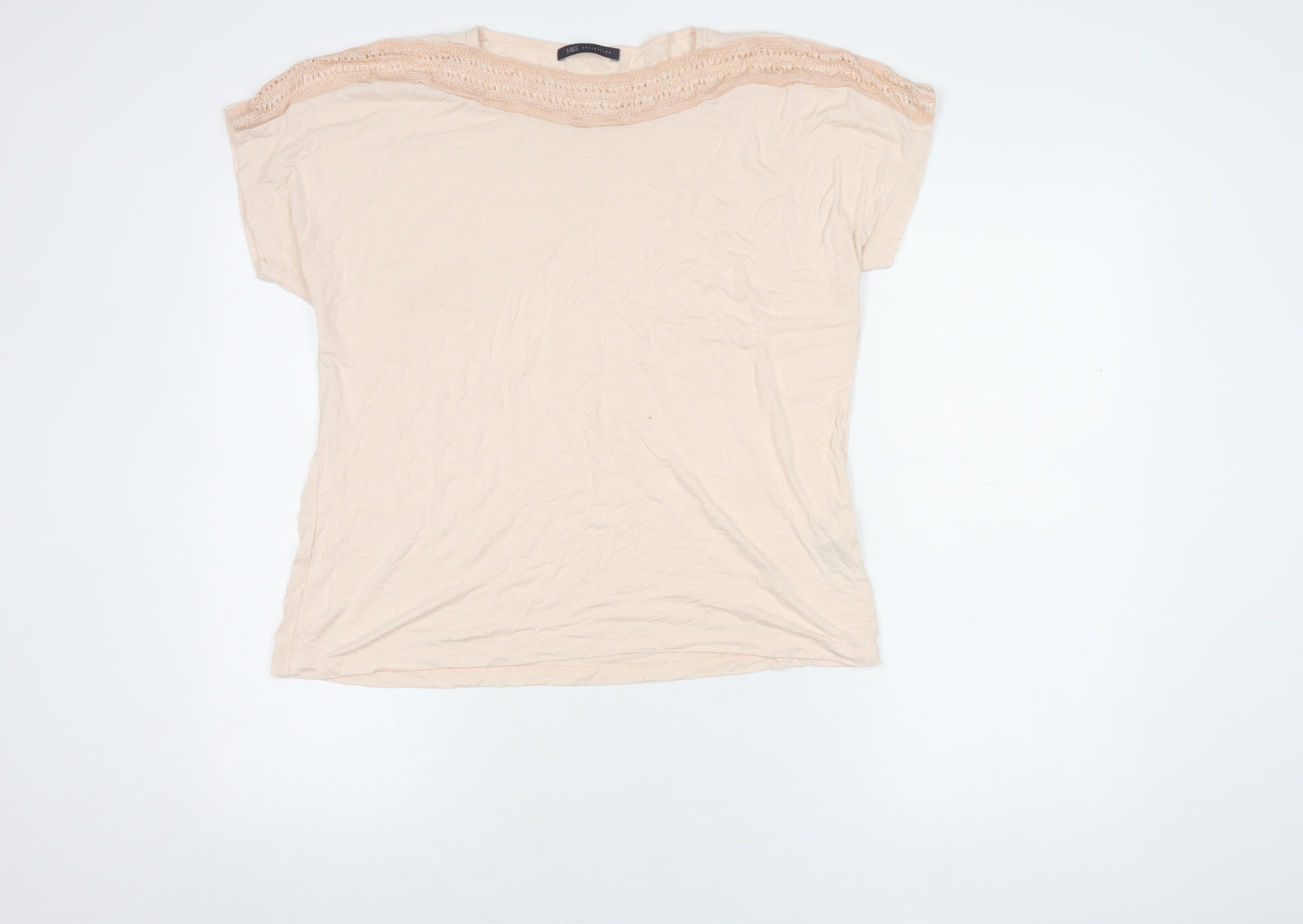 Marks and Spencer Women's Pink Crochet Accent Top, Size 14