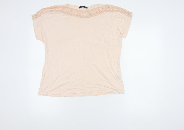Marks and Spencer Women's Pink Crochet Accent Top, Size 14