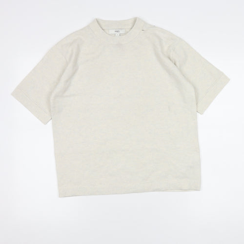Marks and Spencer Women Ivory Crew Neck Top S