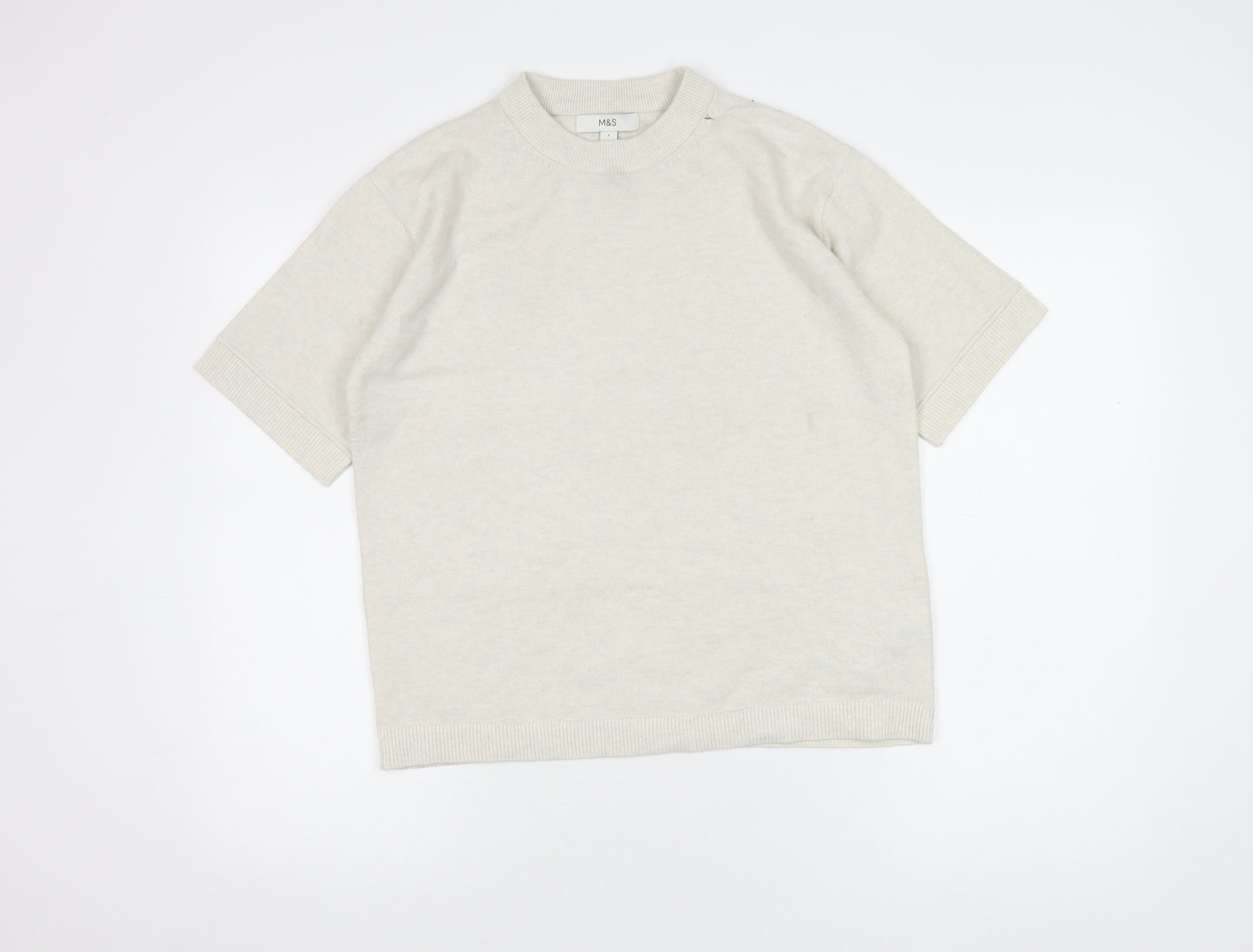 Marks and Spencer Women Ivory Crew Neck Top S