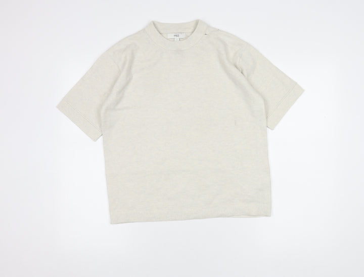 Marks and Spencer Women Ivory Crew Neck Top S