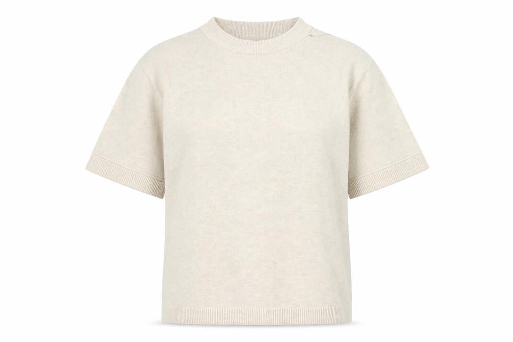 Front view of Marks & Spencer Women Ivory Crew Neck Top S