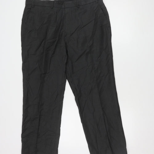 Next Men's Black Wool Trousers, 36S, Formal Wear