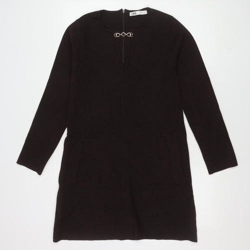 Zara Women's Black Bodycon Dress M