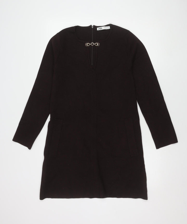 Zara Women's Black Bodycon Dress M