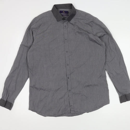 Next Men's Grey Slim Fit Long Sleeve Shirt