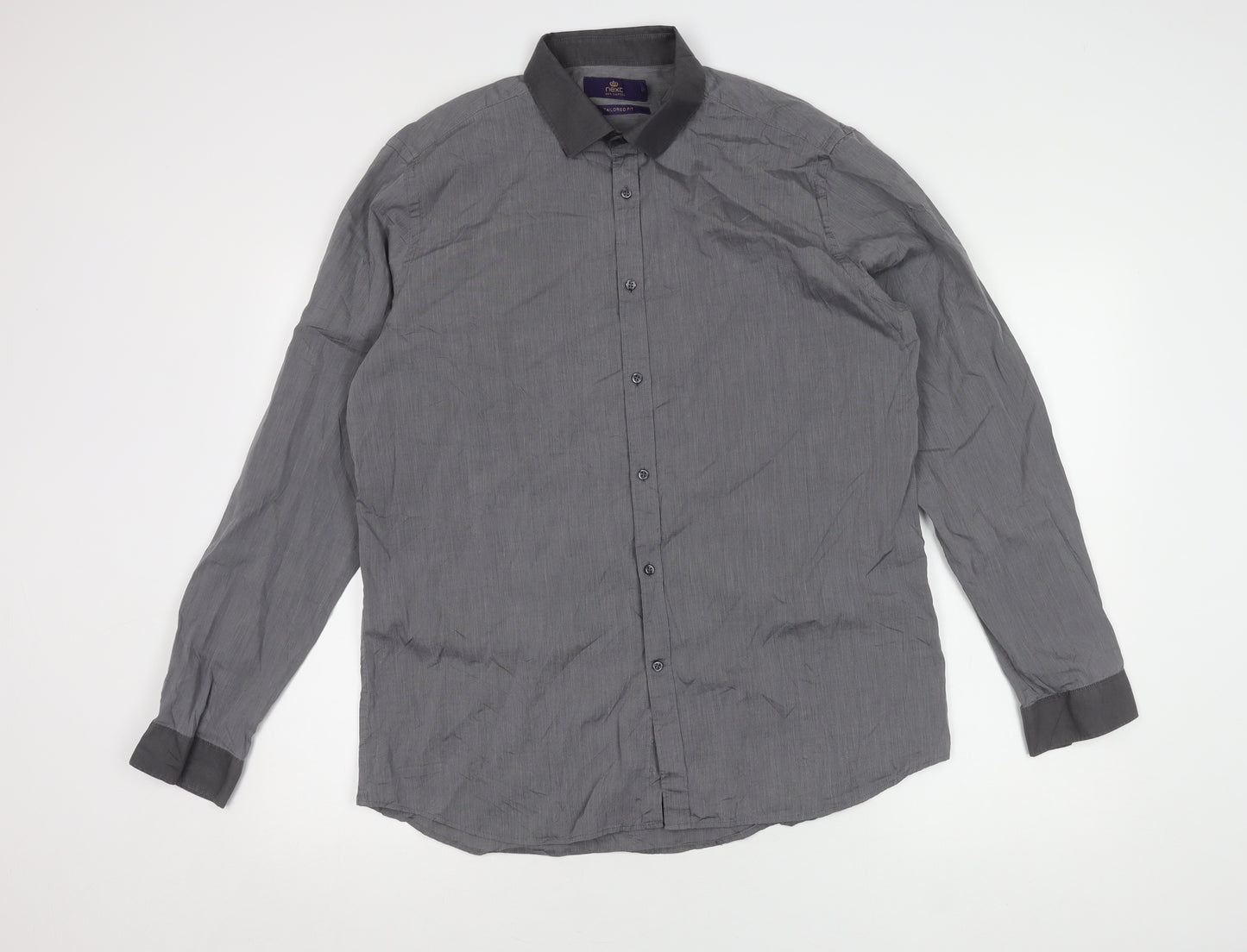 Next Men's Grey Slim Fit Long Sleeve Shirt