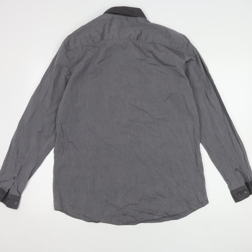 Next Men's Grey Slim Fit Long Sleeve Shirt