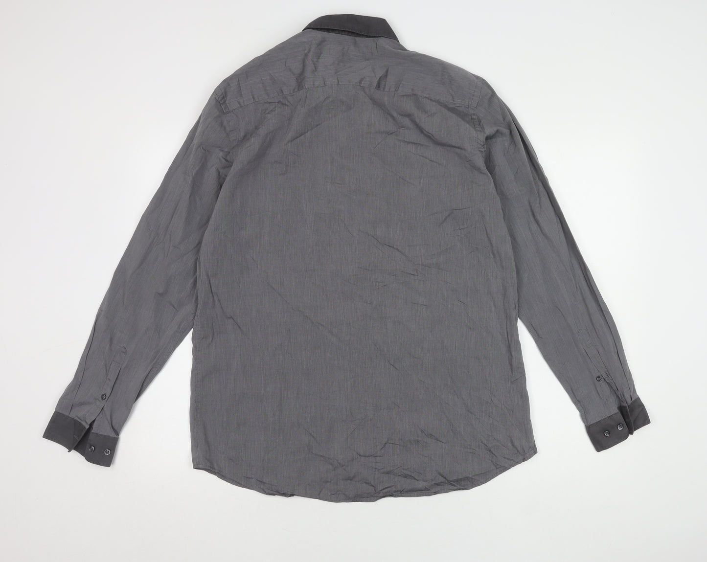 Next Men's Grey Slim Fit Long Sleeve Shirt