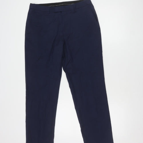 Marks and Spencer Men's Blue Regular Trousers 32