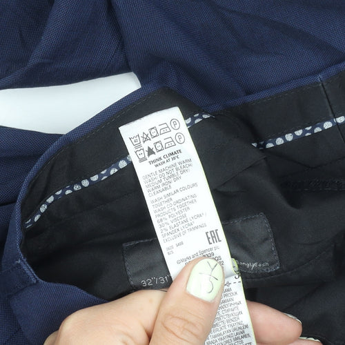 Marks and Spencer Men's Blue Regular Trousers 32