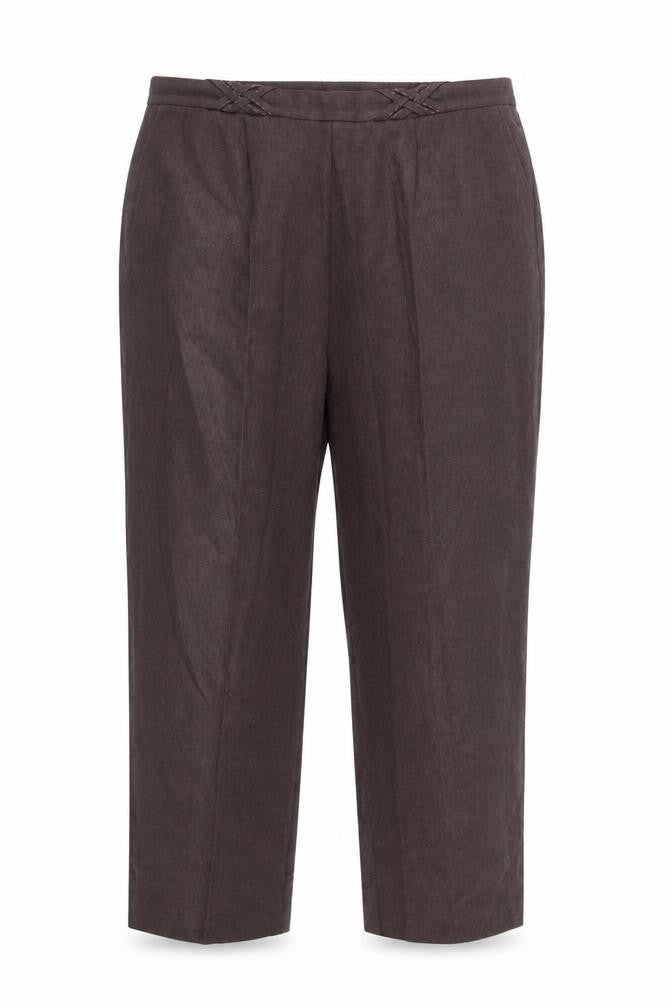 Front view of Bonmarché Women’s Brown Polyester Trousers, size UK 18