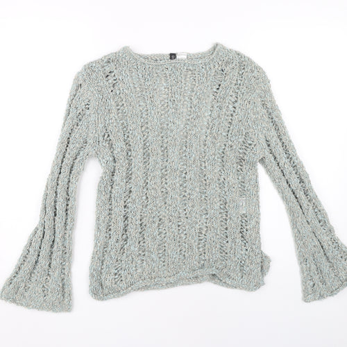 H&M Women's Blue Open-Knit Jumper, Size S