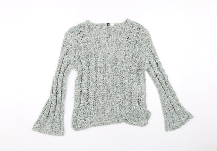H&M Women's Blue Open-Knit Jumper, Size S