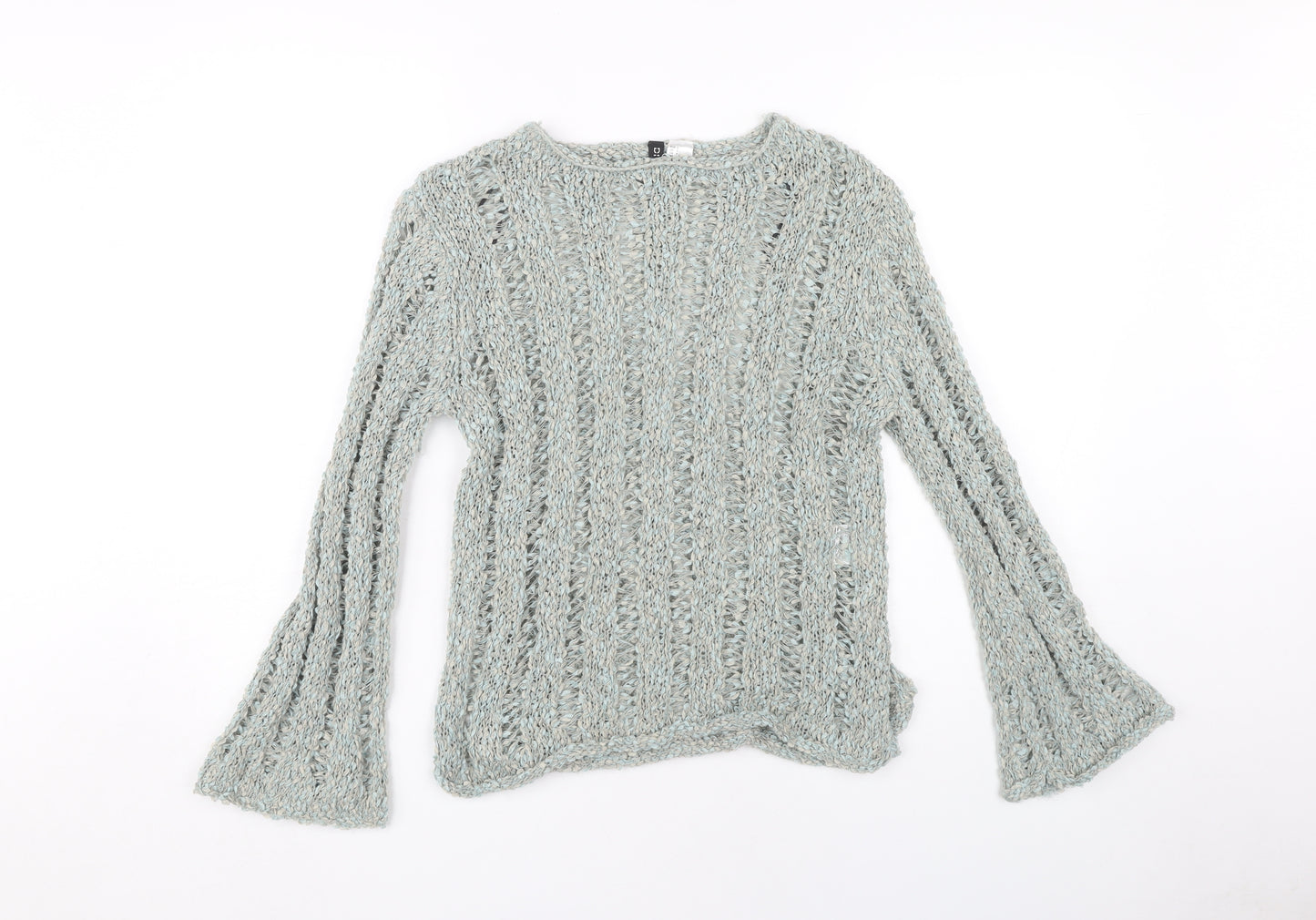 H&M Women's Blue Open-Knit Jumper, Size S
