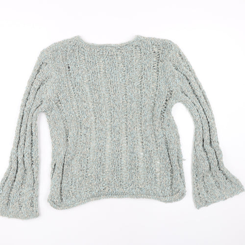 H&M Women's Blue Open-Knit Jumper, Size S