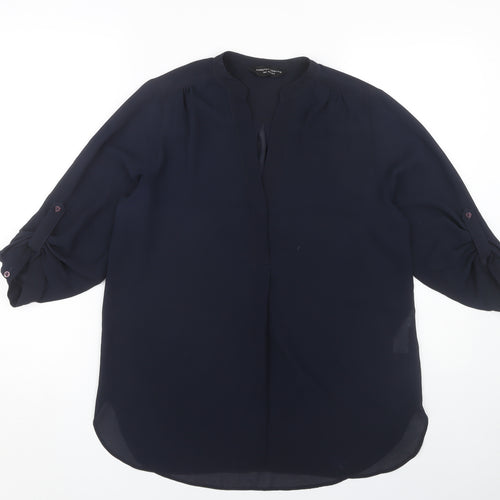 Dorothy Perkins Women's Blue Blouse Size 12 Roll Tab Sleeve