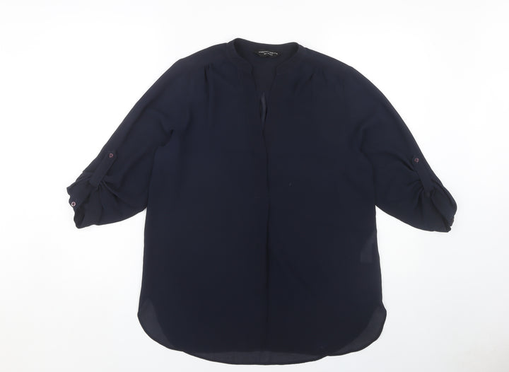 Dorothy Perkins Women's Blue Blouse Size 12 Roll Tab Sleeve
