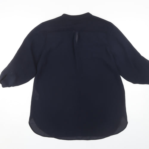 Dorothy Perkins Women's Blue Blouse Size 12 Roll Tab Sleeve