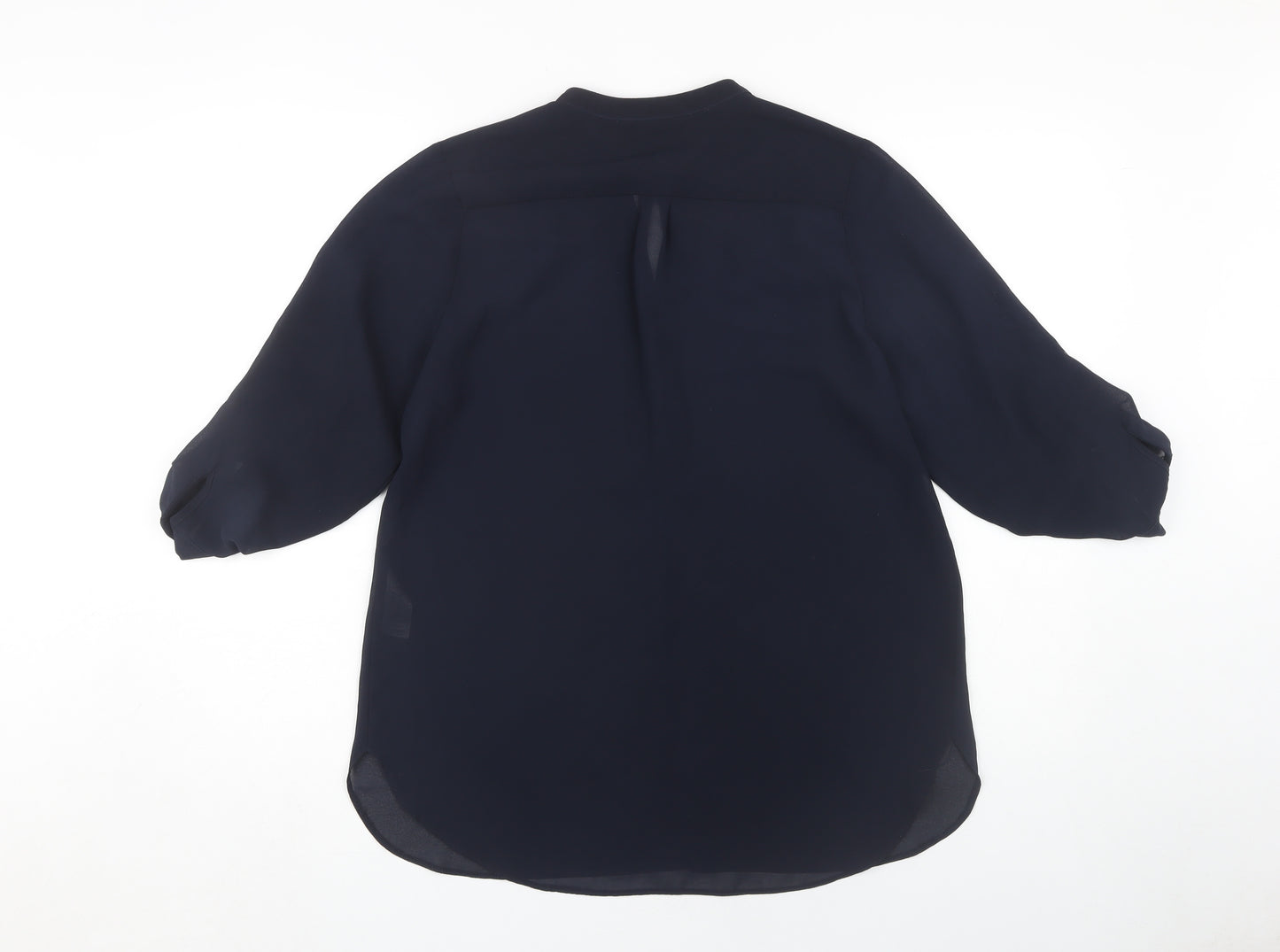Dorothy Perkins Women's Blue Blouse Size 12 Roll Tab Sleeve