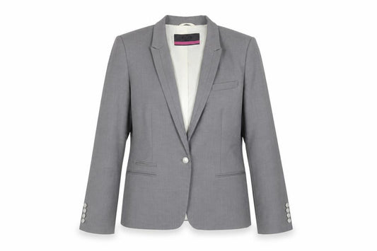Front view of Next Women's Grey Slim Fit Blazer, size 14