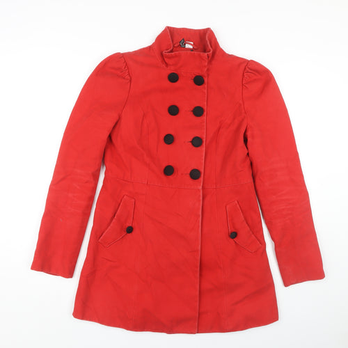 H&M Women's Red Cotton Pea Coat Size 12