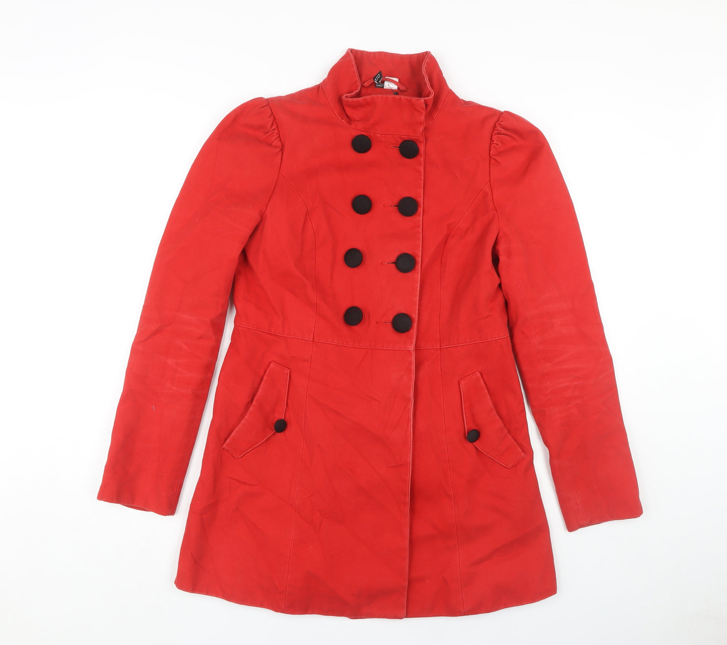H&M Women's Red Cotton Pea Coat Size 12