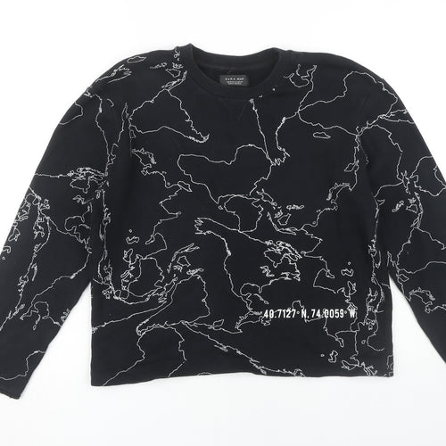 ZARA MAN Black Graphic Print Sweatshirt Med Men