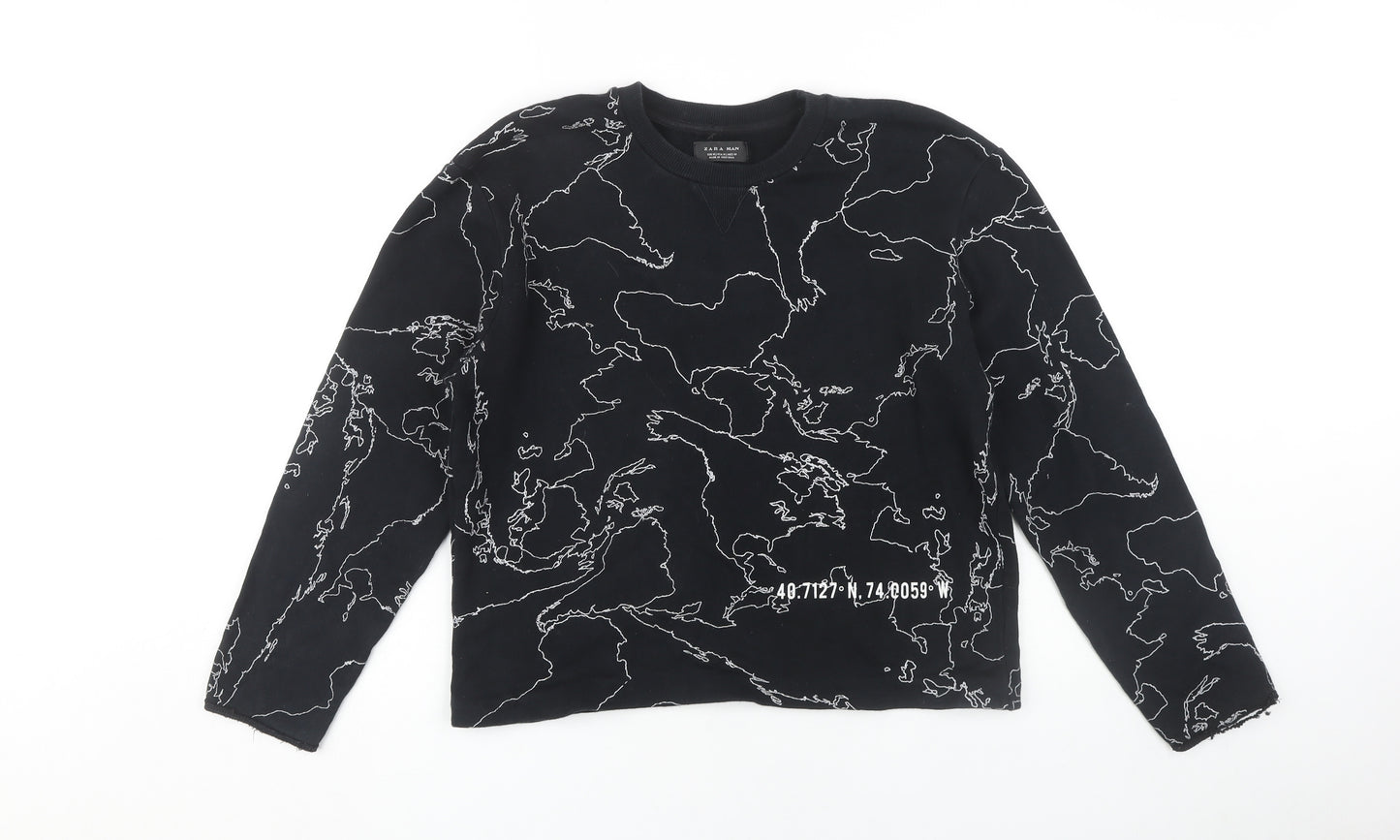 ZARA MAN Black Graphic Print Sweatshirt Med Men