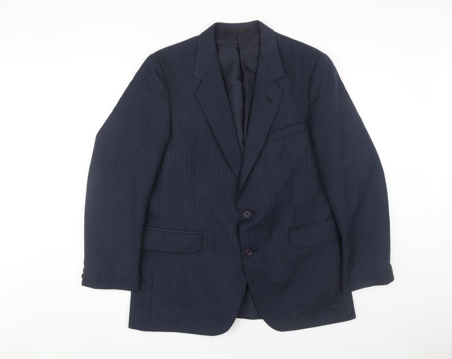 Men's Classic Blue Striped Wool Blazer - 40 S
