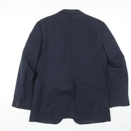 Men's Classic Blue Striped Wool Blazer - 40 S