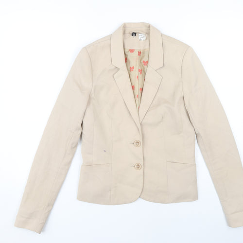 H&M Women's Beige Blazer Size 10 - Elegant Business Attire