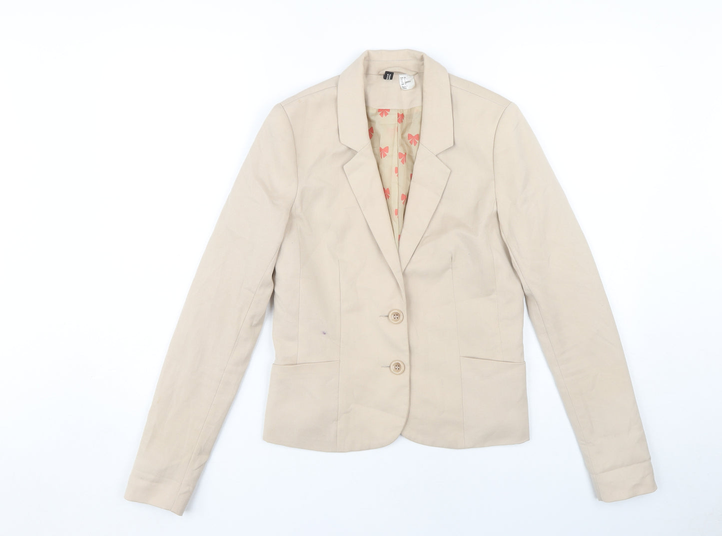 H&M Women's Beige Blazer Size 10 - Elegant Business Attire
