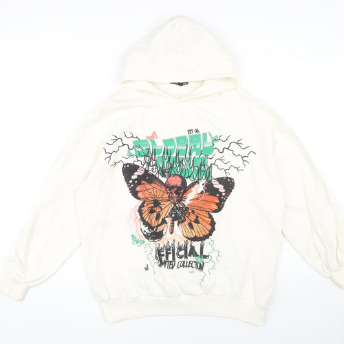 Boohoo Women's White Pullover Hoodie Size S