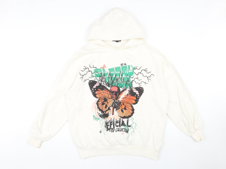 Boohoo Women's White Pullover Hoodie Size S
