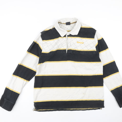 Toggi Men's Black Striped Polo, Long Sleeve, Size L