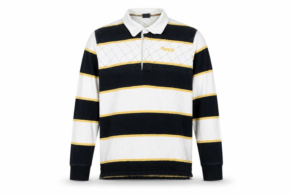 Toggi Men's Black Striped Polo, Long Sleeve, Size L