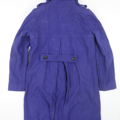 ASOS Women's Blue Long Wool Blend Overcoat Size 10